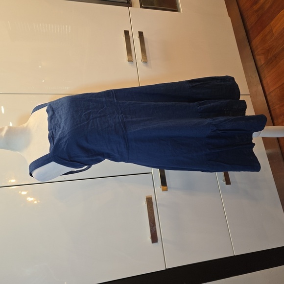 NWT New York & Company Womens Linen Ruffled Boho Sleeveless Dress Blue Size XL - Picture 1 of 9